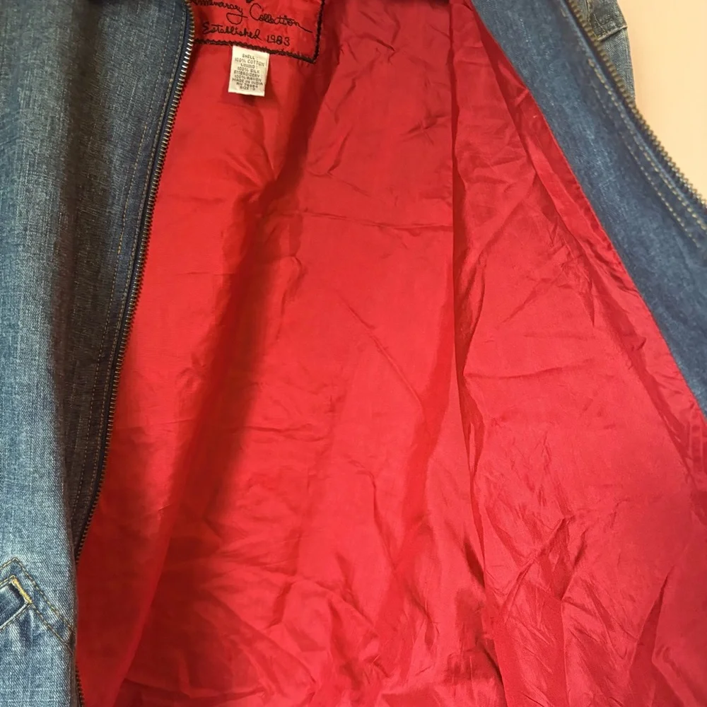 💚Chico's Blue Jean Jacket with Colorful Parrot Embroidery - Picture 3 of 5